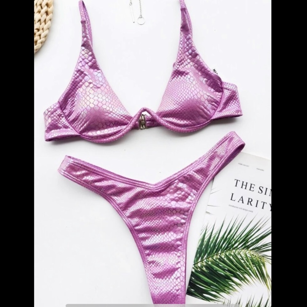 Purple metallic croc skin Bikini